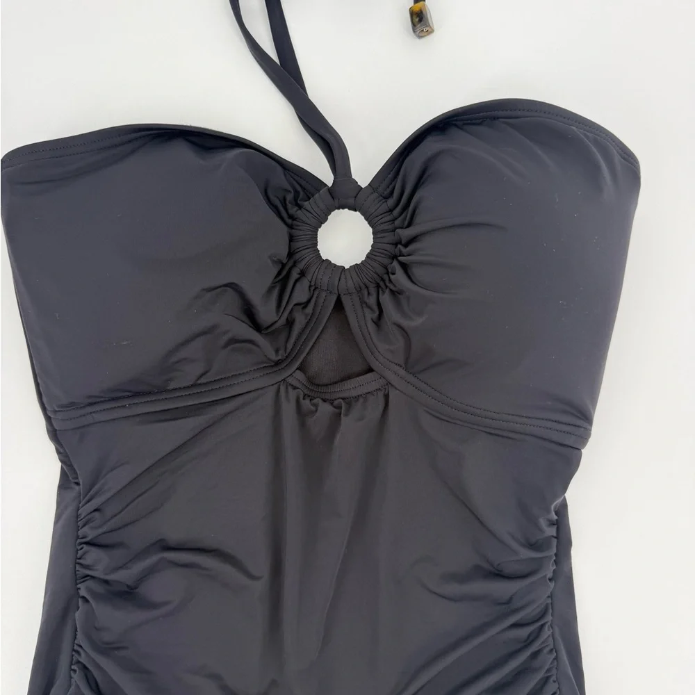 Kate Spade Black One Piece Halter Swimsuit Cutout Ring Large - Picture 3 of 5
